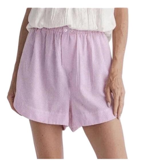 Free People Pants - Free People Intimately Pink Stripe Seersucker Gauzy Boxer Shorts Size M